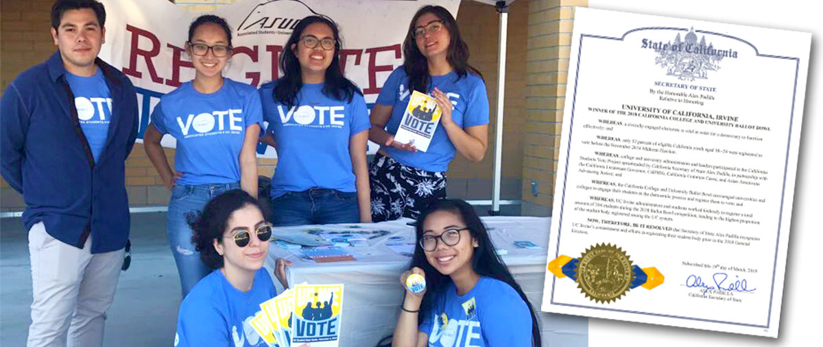 photo of Anteaters registering students to vote