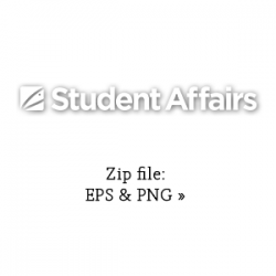 Student Affairs primary graphic in white link to zip file with eps and png versions