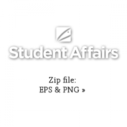 White Student Affairs stacked graphic link to zip file with eps and png versions