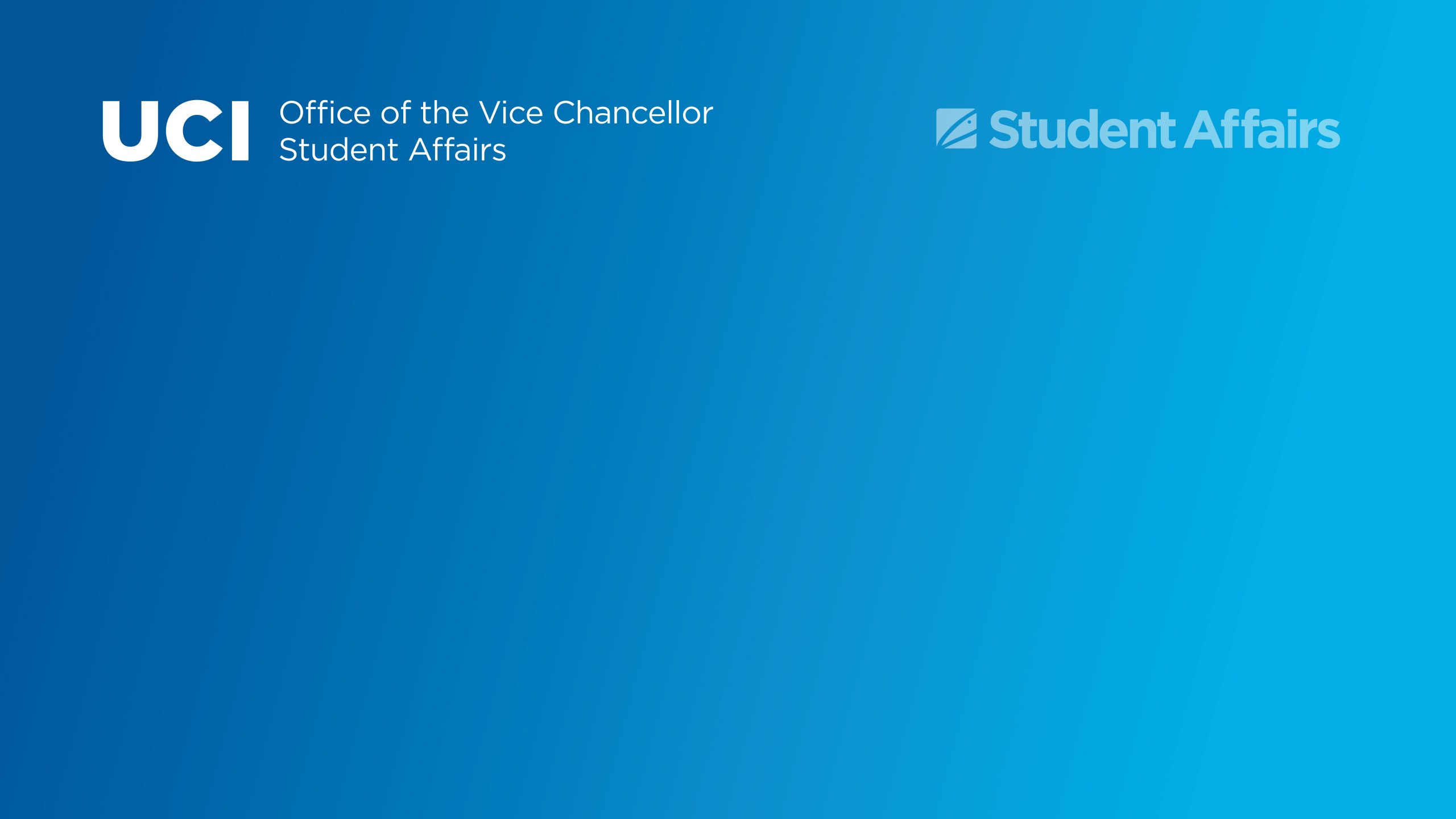 Blue gradient background with transparent white Office of the Vice Chancellor, Student Affairs logo and Student Affairs graphic at top