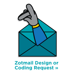 Envelope with anteater arm coming out to Zot and Zotmail Design or Coding Request »