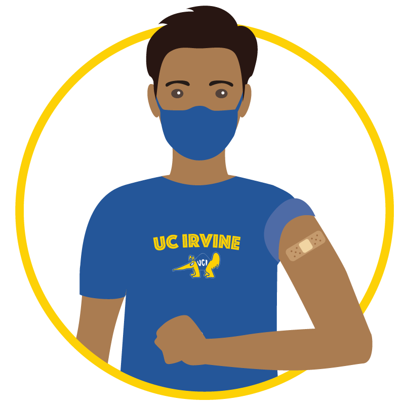 illustration of a student with bandage on arm