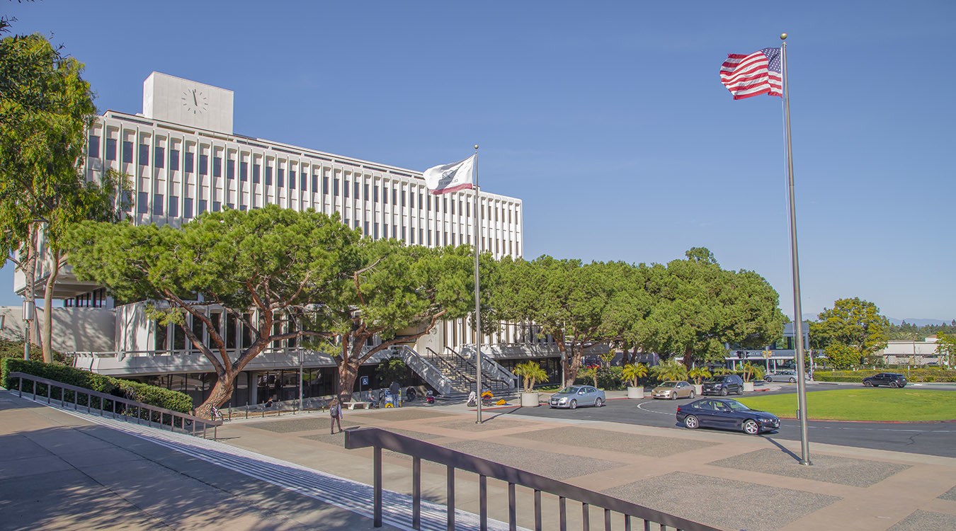 photo of UCI flagpoles plaza